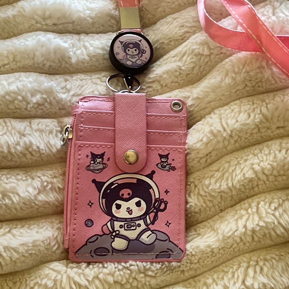 Kuromi ID Fashion Badge Lanyard & Wallet Great for Nurses. School, Work, Travel